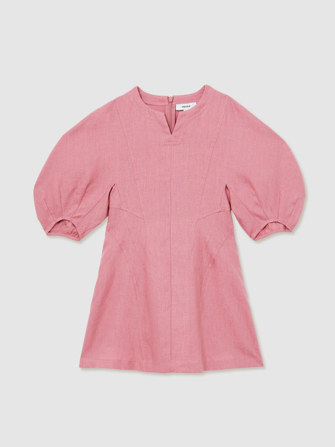 4-9 yrs Linen Balloon-Sleeve Dress Pink | Children