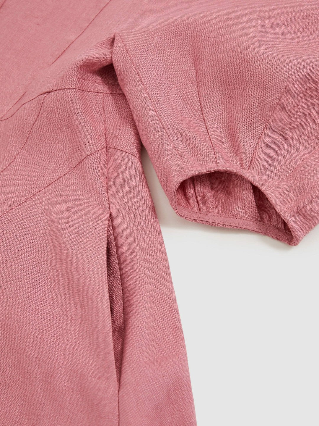 4-9 yrs Linen Balloon-Sleeve Dress Pink | Children