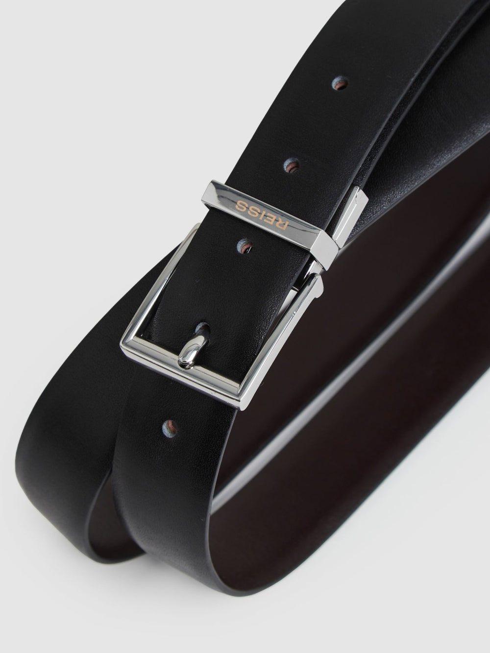 Reversible Leather Belt with Interchangeable Buckle Black/Brown | Mens
