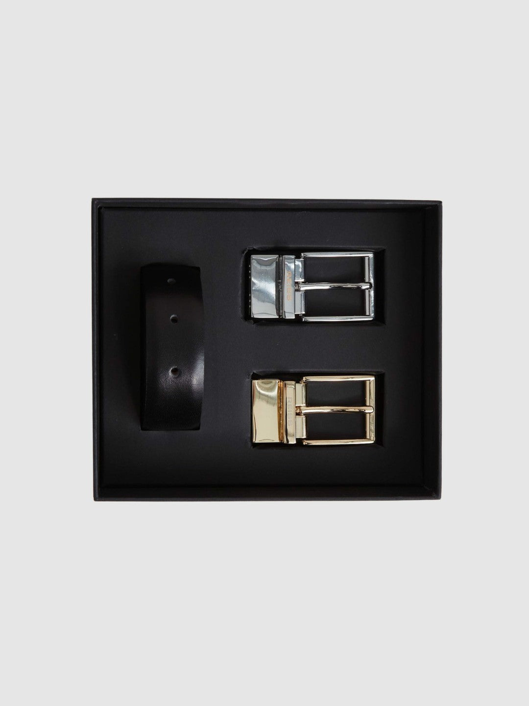 Reversible Leather Belt with Interchangeable Buckle Black/Brown | Mens