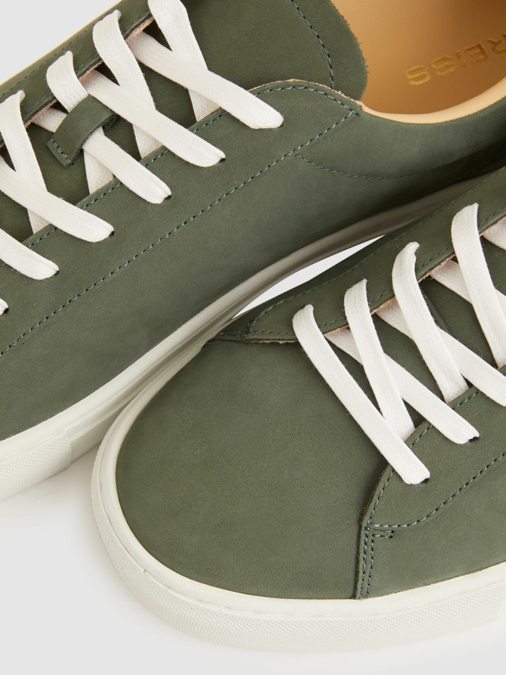 Nubuck Leather Low-Top Trainers Thyme Green | Mens