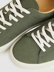 Nubuck Leather Low-Top Trainers Thyme Green | Mens