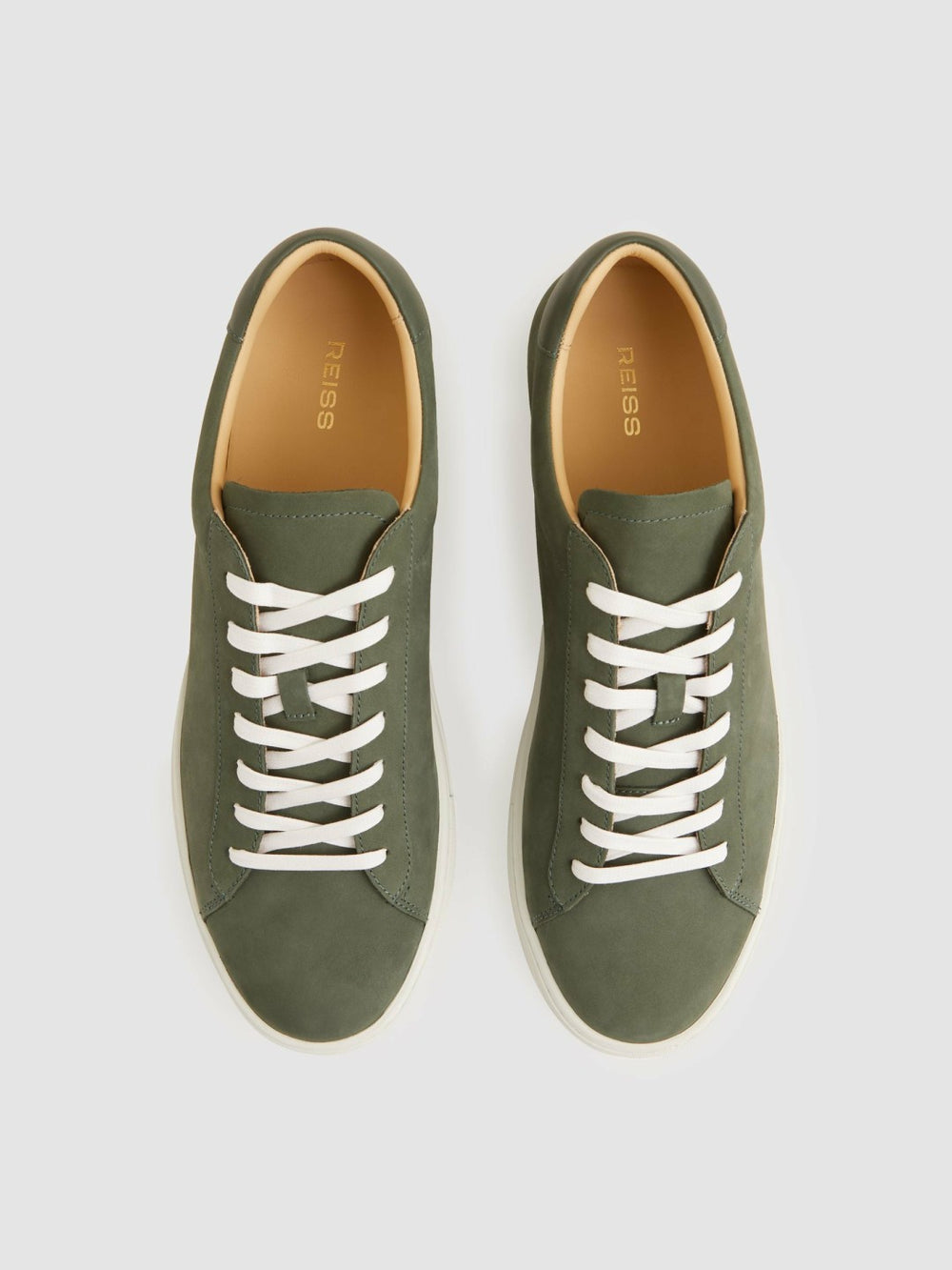 Nubuck Leather Low-Top Trainers Thyme Green | Mens