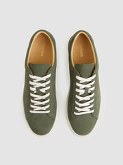 Nubuck Leather Low-Top Trainers Thyme Green | Mens