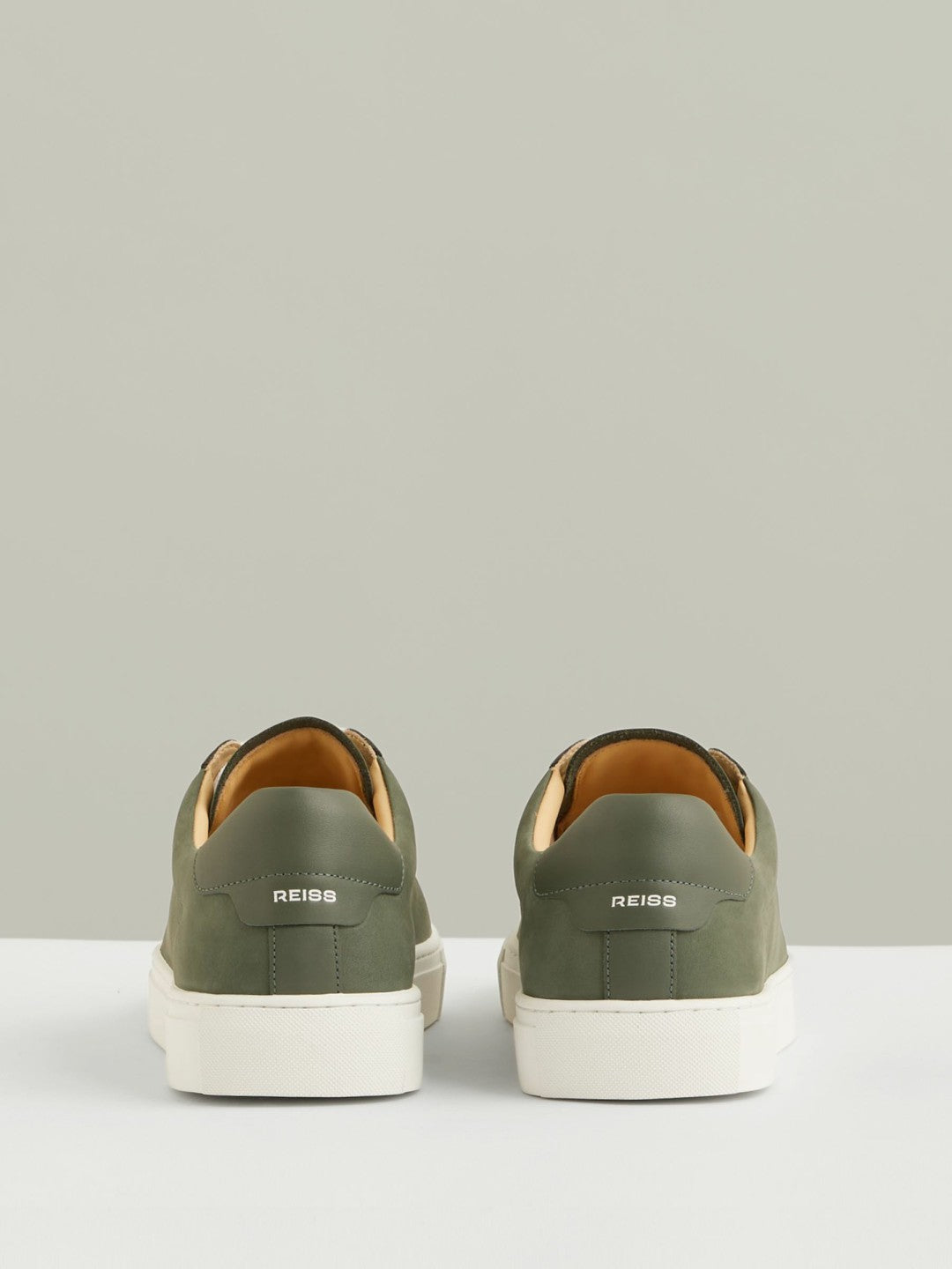 Nubuck Leather Low-Top Trainers Thyme Green | Mens