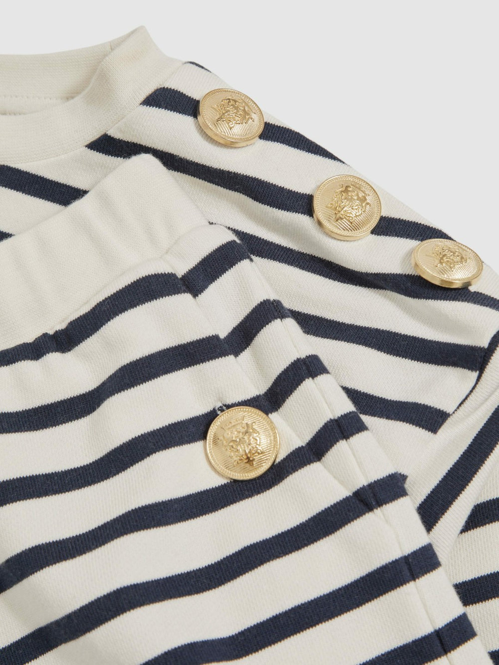 13-14 yrs Stripe Sweatshirt and Shorts Set Cotton-Blend Navy/Ivory | Children