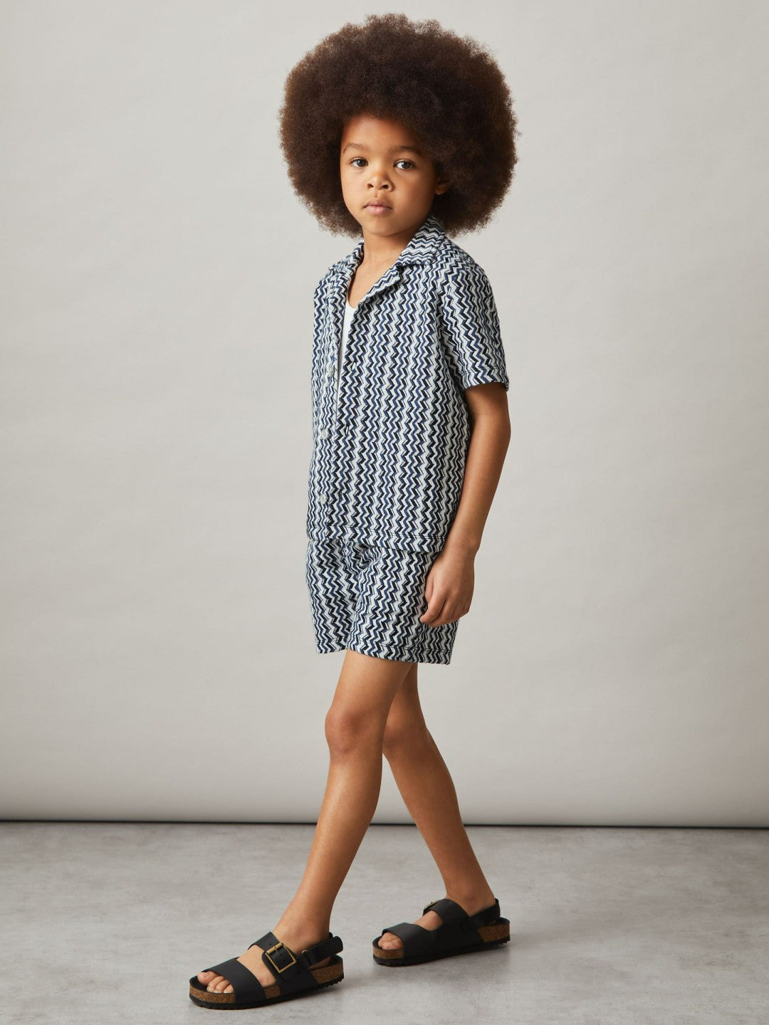 3-9 yrs Zig-Zag Knit Drawstring Shorts Blue | Children