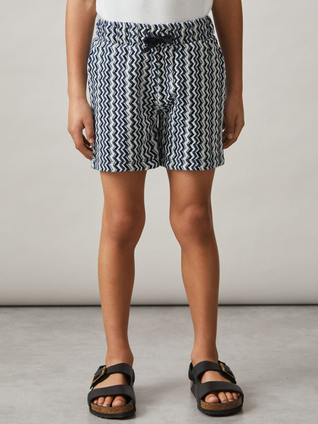 3-9 yrs Zig-Zag Knit Drawstring Shorts Blue | Children