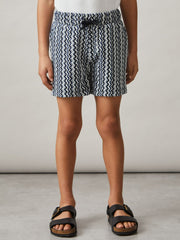 3-9 yrs Zig-Zag Knit Drawstring Shorts Blue | Children