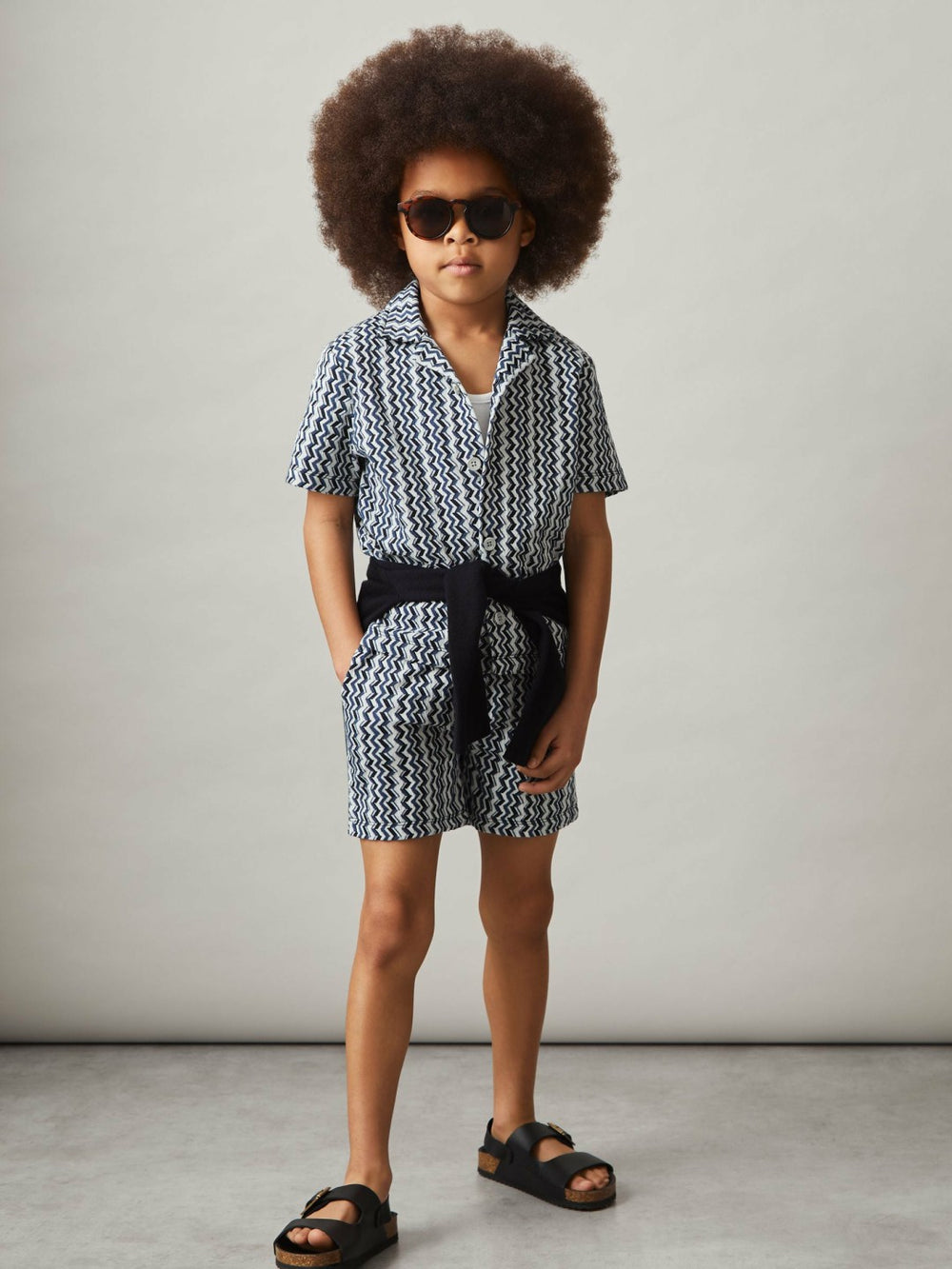 3-9 yrs Zig-Zag Knit Drawstring Shorts Blue | Children