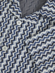 3-9 yrs Zig-Zag Knit Cuban-Collar Shirt Blue | Children