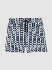 9-13 yrs Zig-Zag Knit Drawstring Shorts Blue | Children