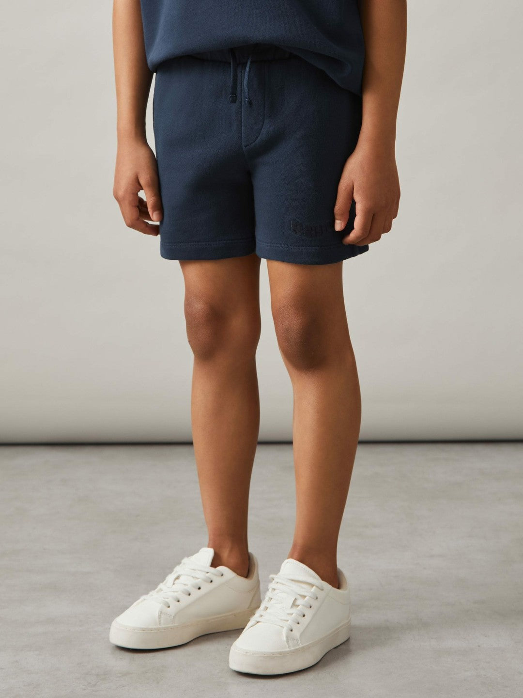 9-13 yrs Cotton Brand-Embroidered Shorts Washed Navy | Children