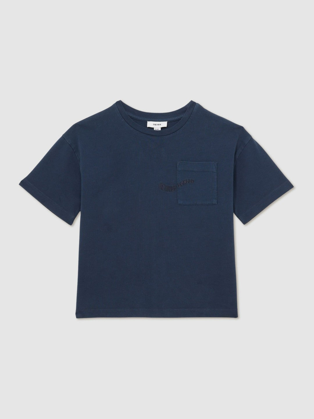 13-14 yrs Cotton Palm-Embroidery Oversize T-Shirt Washed Navy | Children