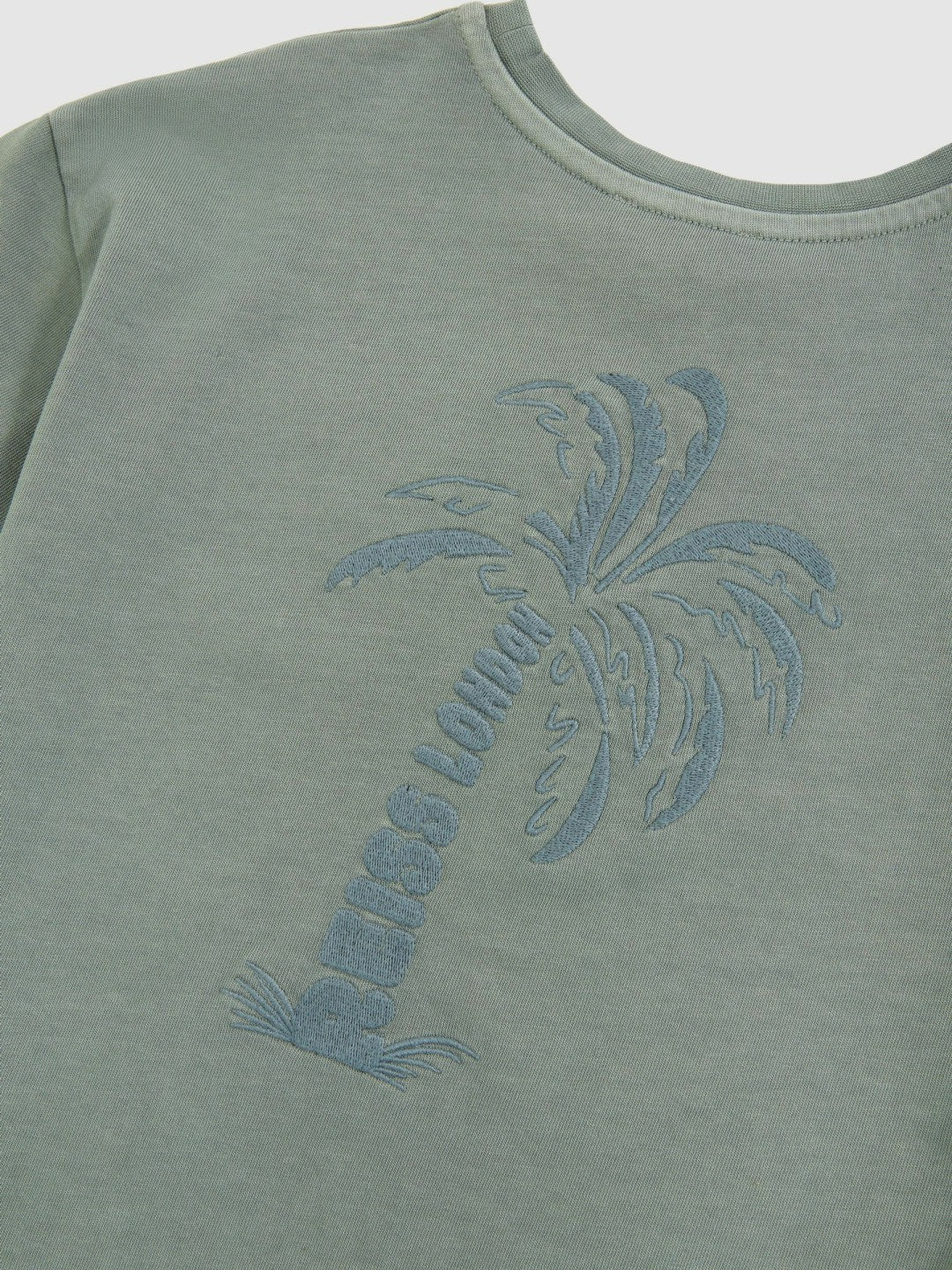 3-9 yrs Cotton Palm-Embroidery Oversize T-Shirt Washed Sage | Children