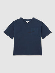 3-9 yrs Cotton Palm-Embroidery Oversize T-Shirt Washed Navy | Children