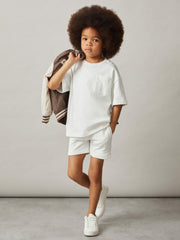 13-14 yrs Cotton Brand-Embroidered Shorts Off White | Children