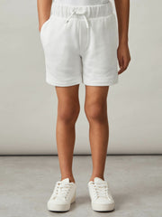 13-14 yrs Cotton Brand-Embroidered Shorts Off White | Children