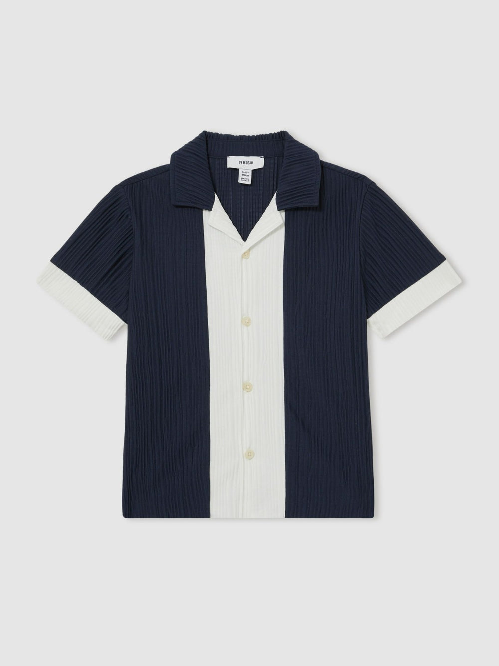 9-13 yrs Plissé Colour-Block Shirt Navy/White | Children