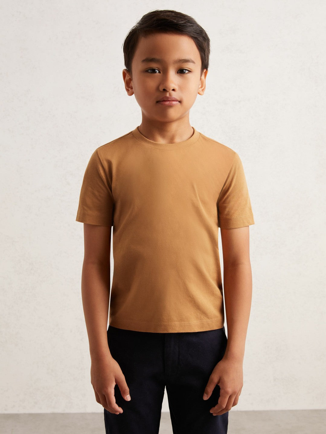 9-13 yrs Crew Neck T-Shirt Tan Brown | Children