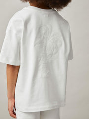 9-13 yrs Cotton Palm-Embroidery Oversize T-Shirt Off White | Children
