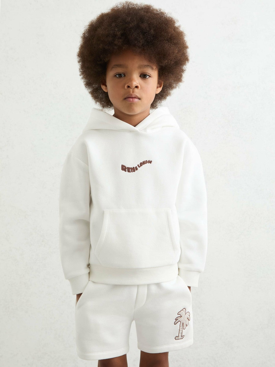 13-14 yrs Cotton-Blend Palm-Embroidered Hoodie Off White | Children