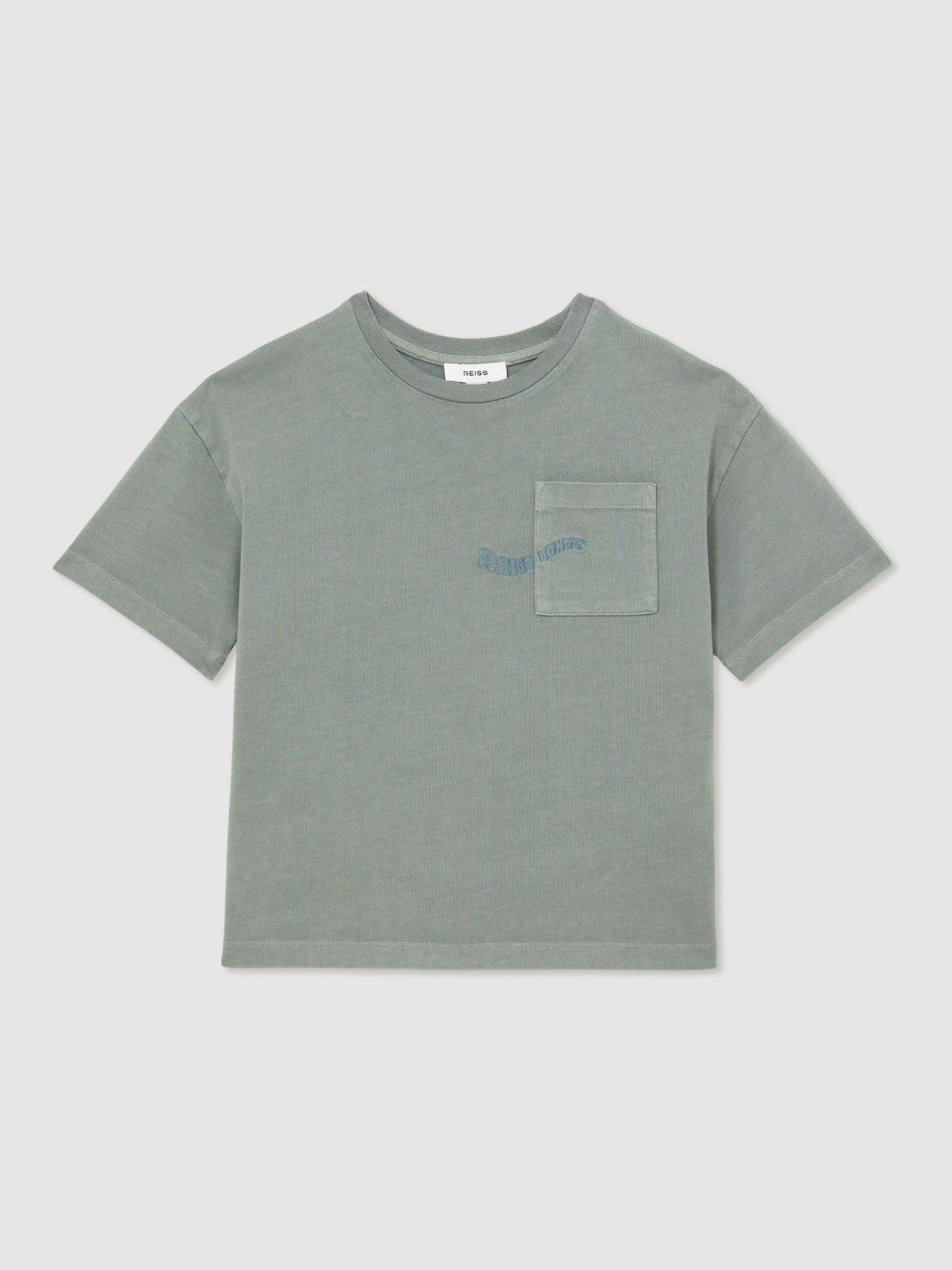 9-13 yrs Cotton Palm-Embroidery Oversize T-Shirt Washed Sage | Children