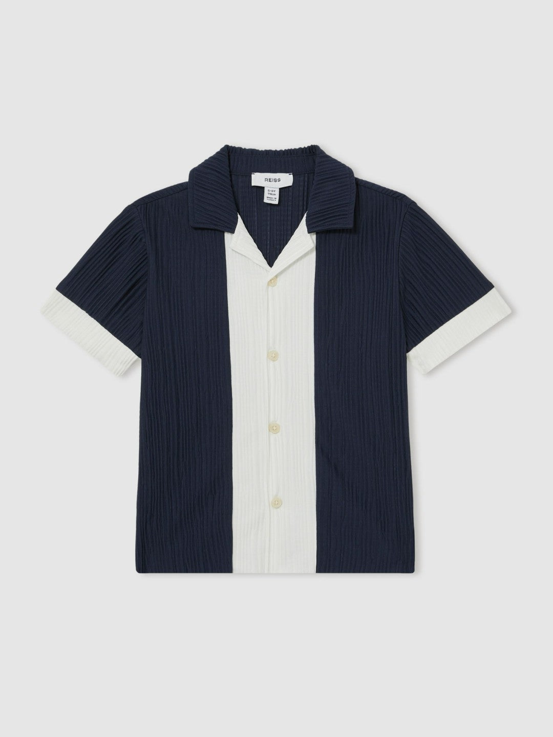 3-9 yrs Plissé Colour-Block Shirt Navy/White | Children