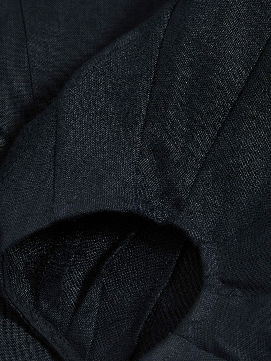 Linen Balloon-Sleeve Top Navy | Womens