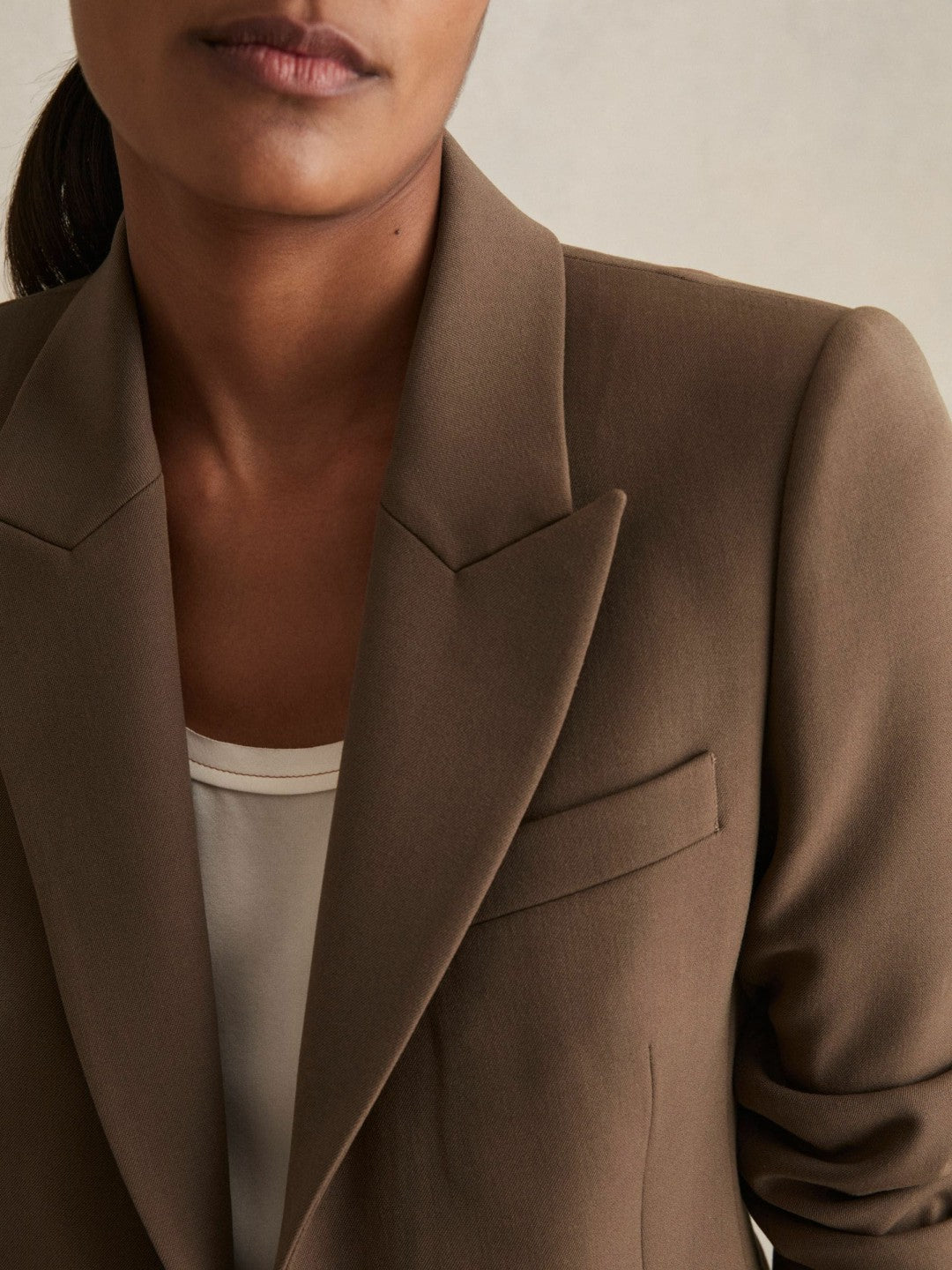 Tailored Single Breasted Suit Blazer Mink Neutral | Womens