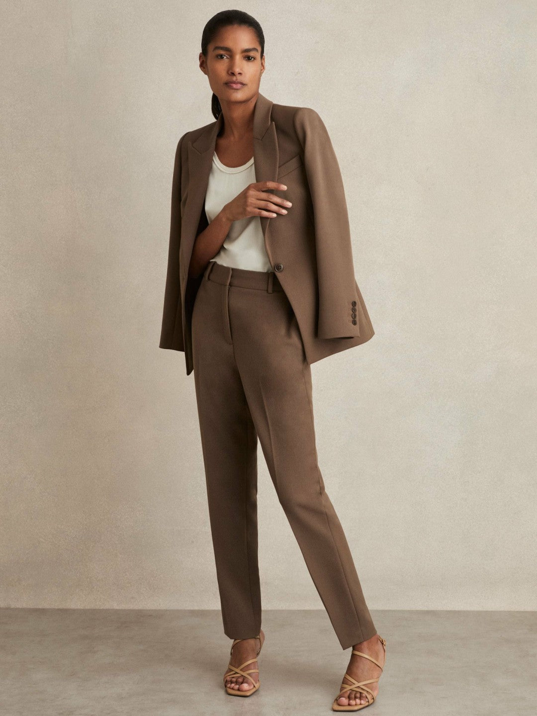 Petite Tailored Single Breasted Suit Blazer Mink Neutral | Womens