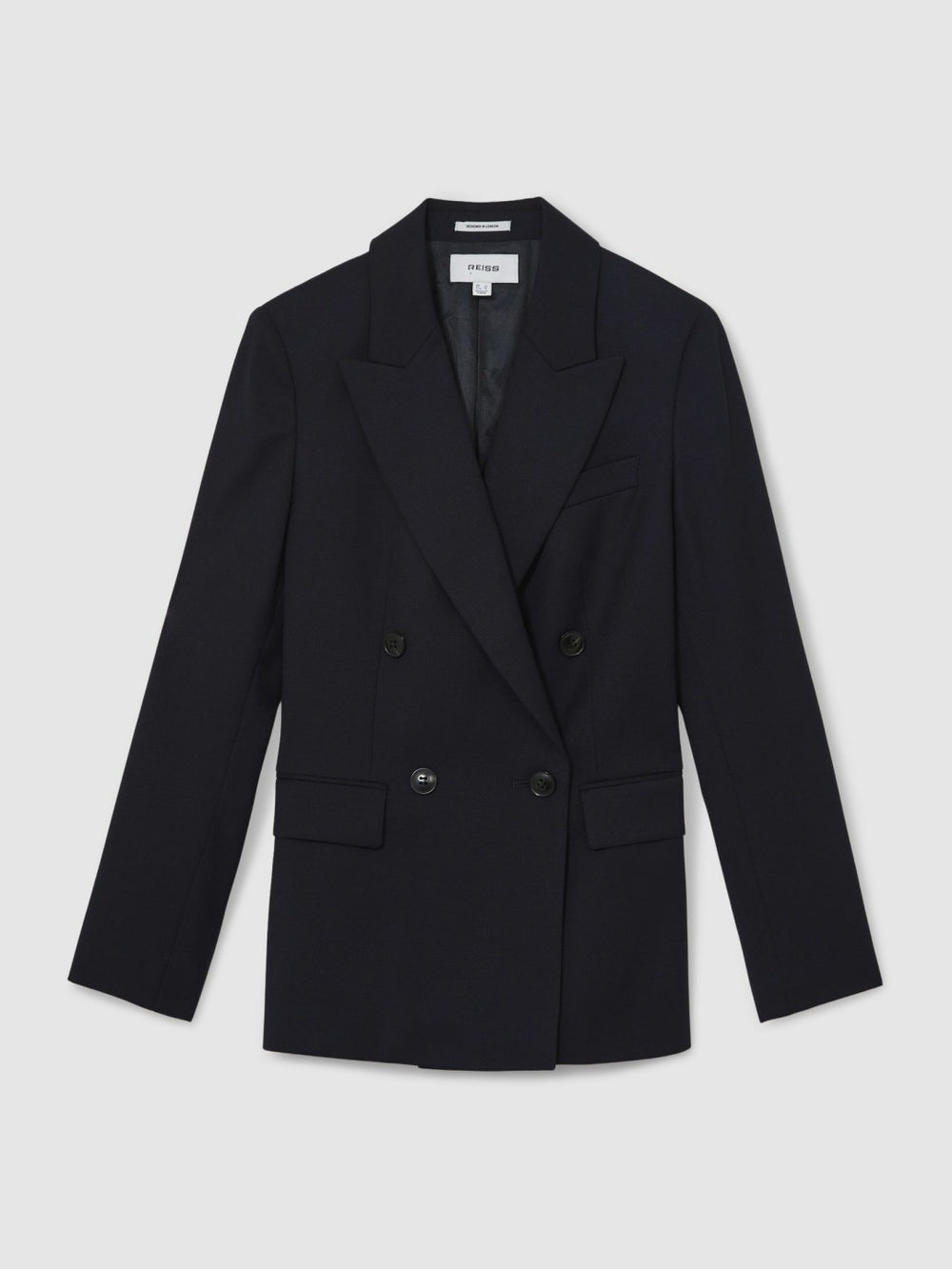 Wool Blend Double Breasted Suit Blazer Navy | Womens