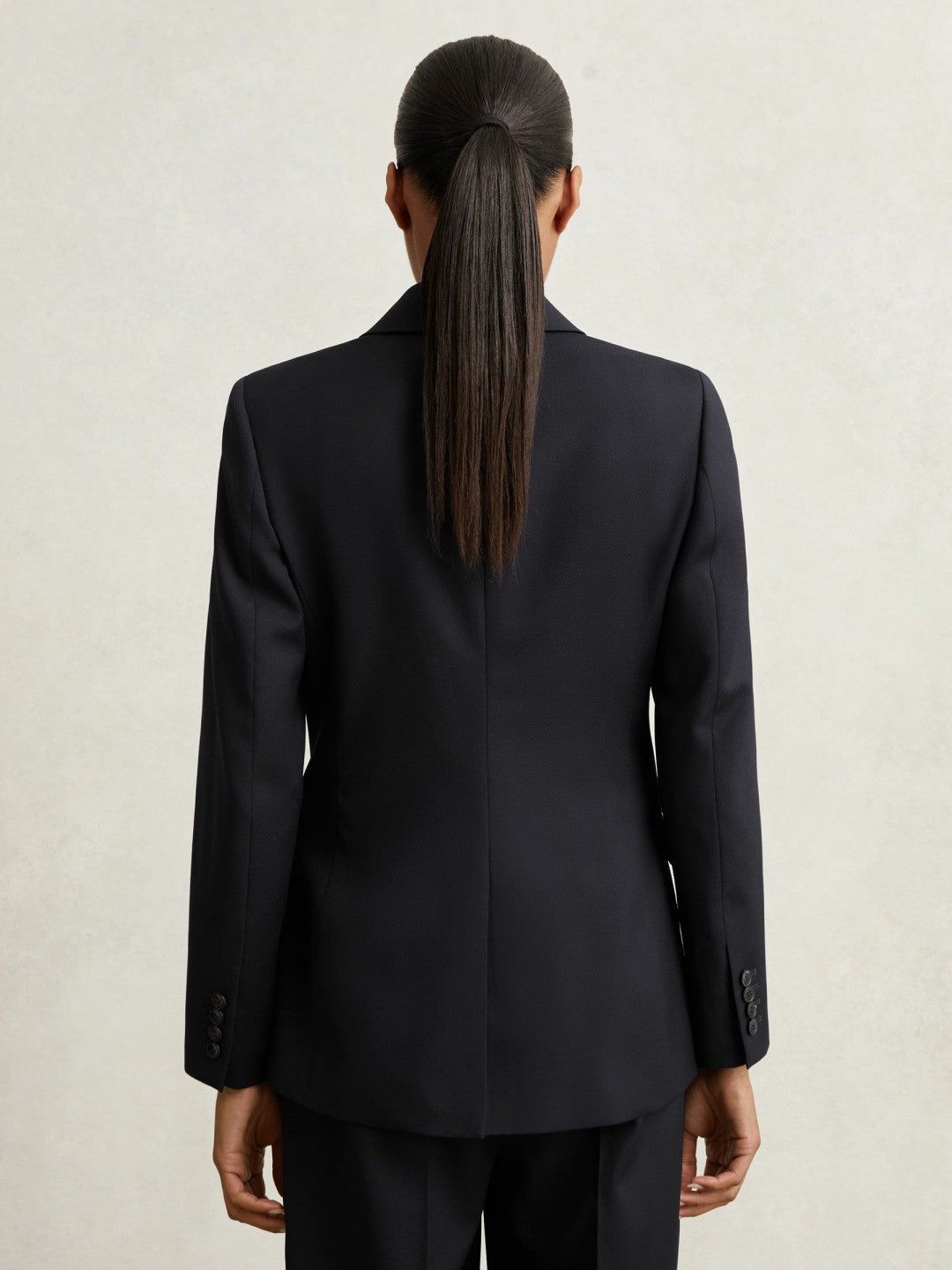 Wool Blend Double Breasted Suit Blazer Navy | Womens