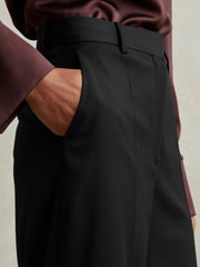 Wool-Blend Wide-Leg Suit Trousers Black | Womens