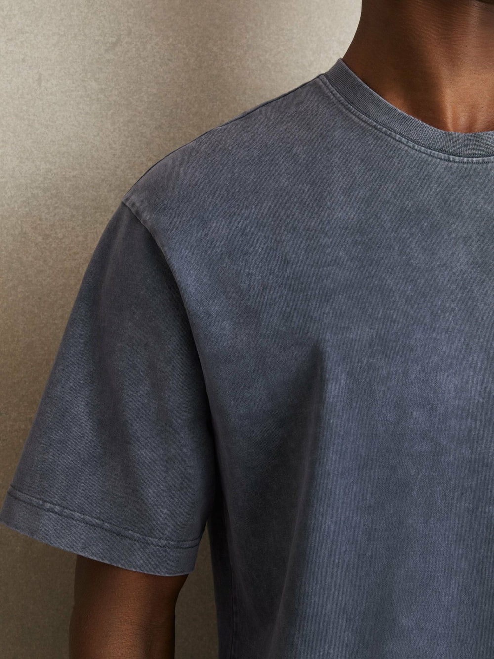 Cotton GarMenst-Dyed Oversize T-Shirt Indigo Blue | Mens