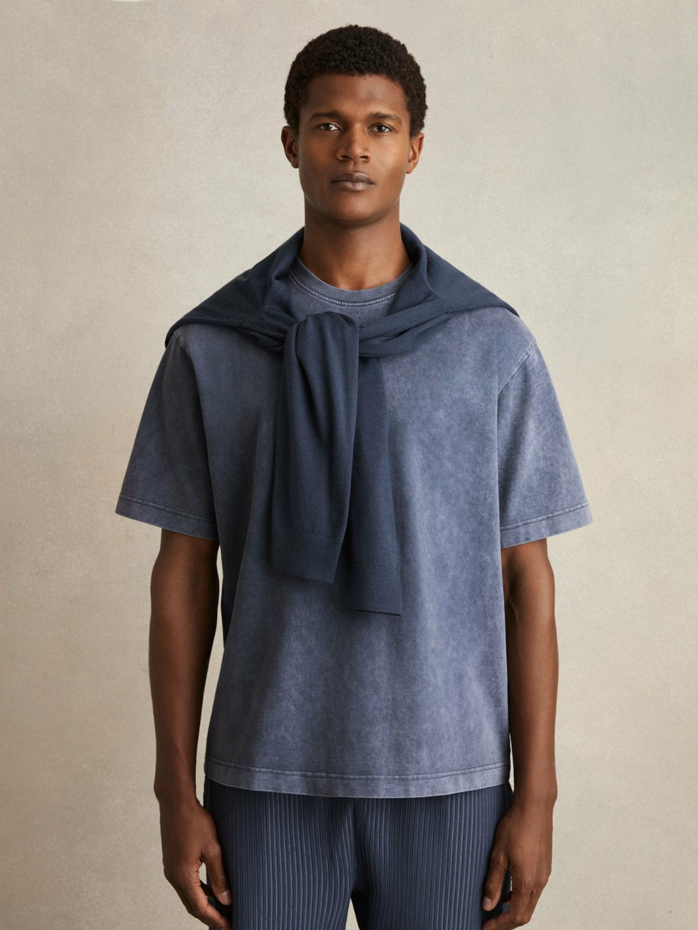 Cotton GarMenst-Dyed Oversize T-Shirt Indigo Blue | Mens