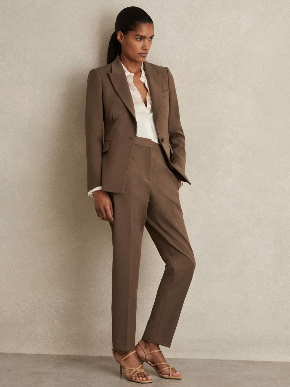 Slim Fit Suit Trousers Mink Neutral | Womens