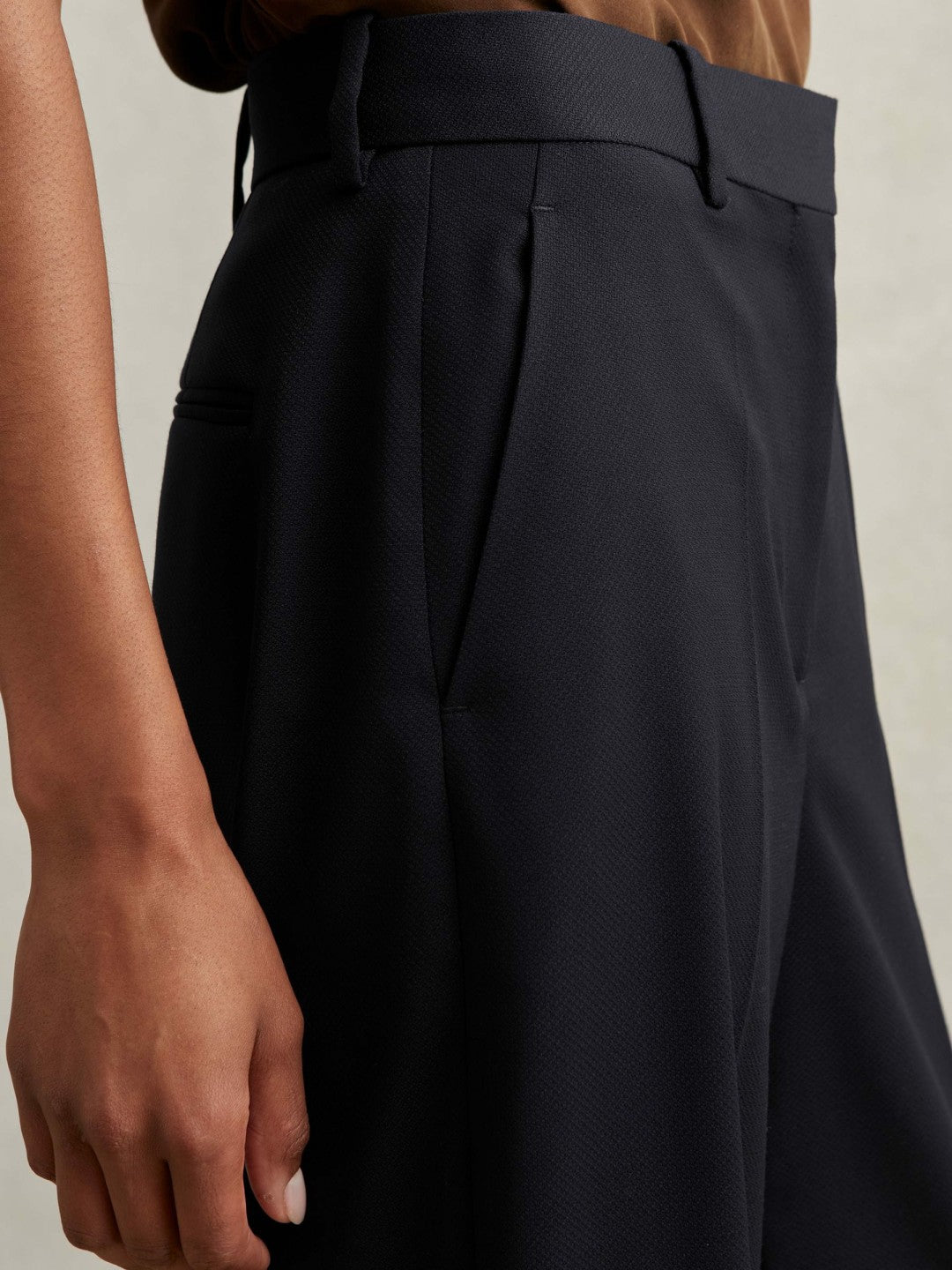 Wool-Blend Wide-Leg Suit Trousers Navy | Womens