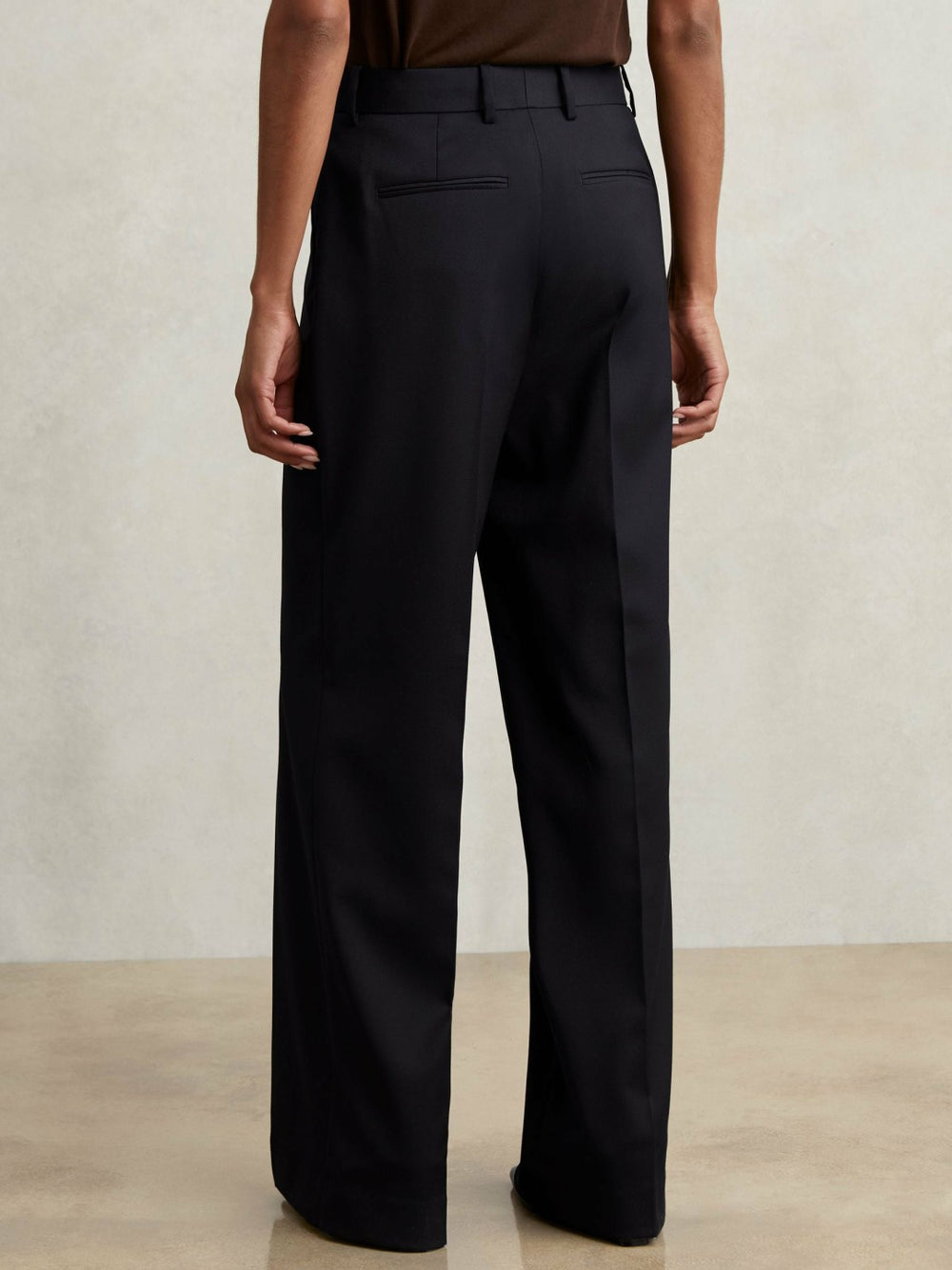 Wool-Blend Wide-Leg Suit Trousers Navy | Womens