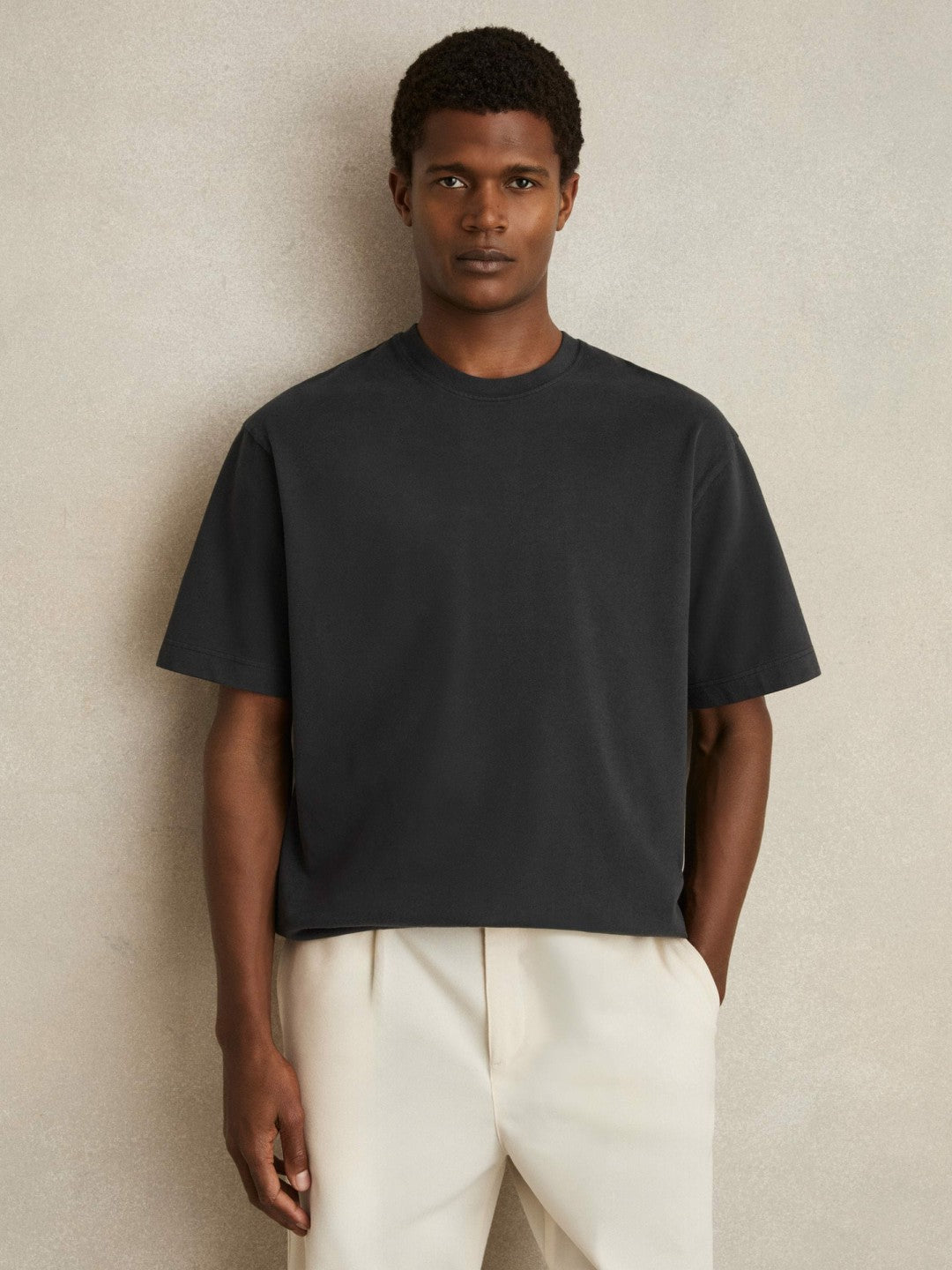 Cotton GarMenst-Dyed Oversize T-Shirt Washed Black | Mens