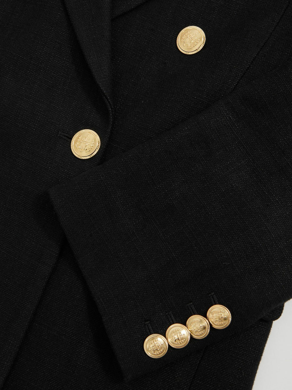 Petite Oversized Double-Breasted Blazer Linen-Blend Black | Womens