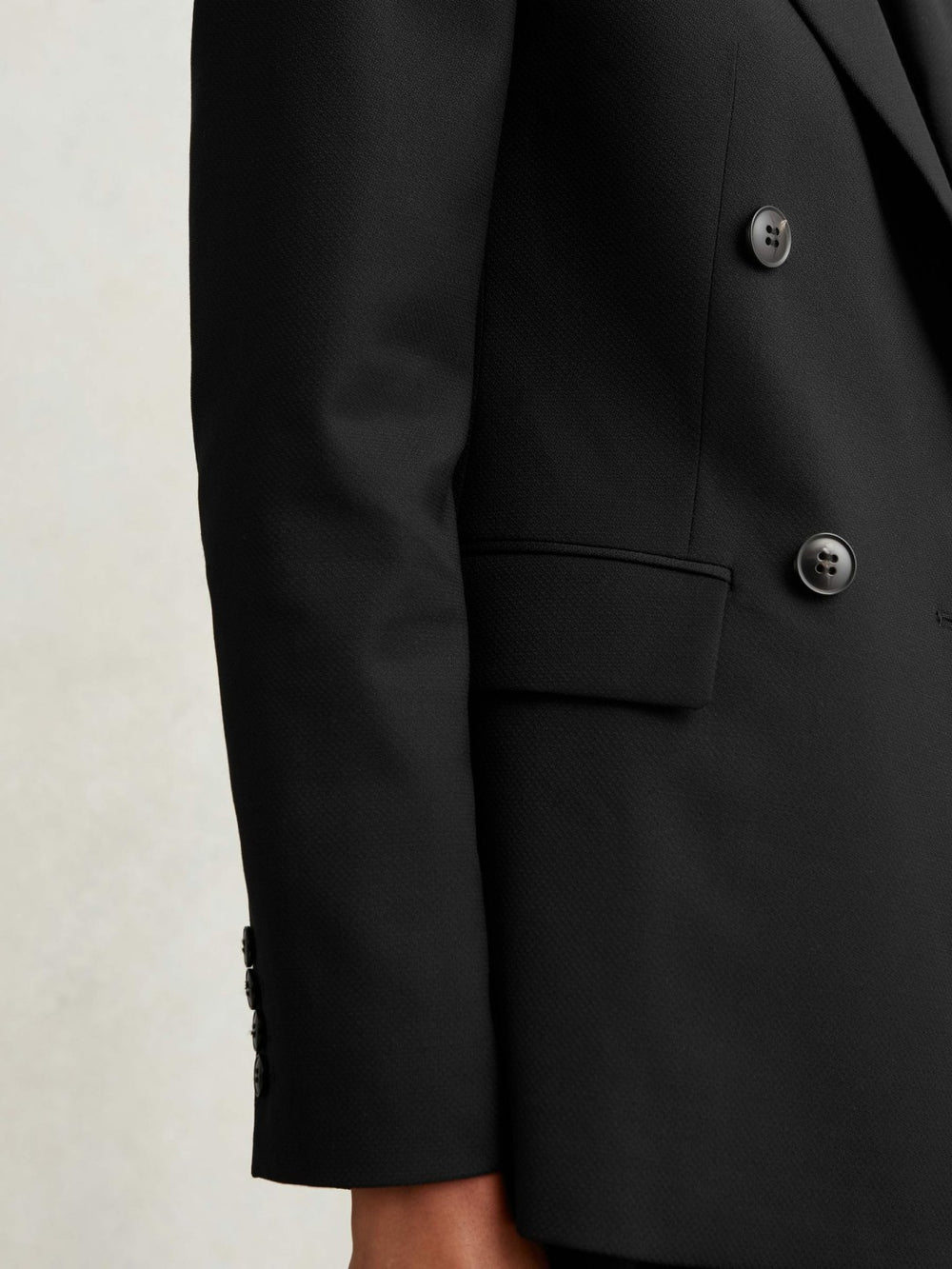 Petite Wool Blend Double Breasted Suit Blazer Black | Womens