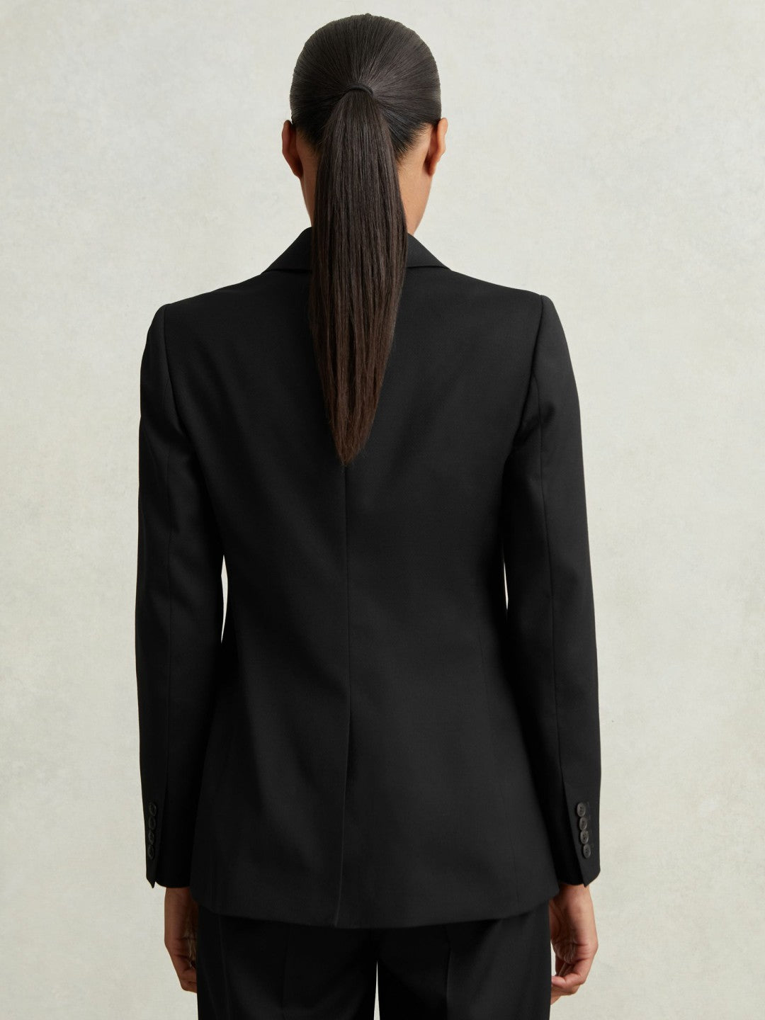 Petite Wool Blend Double Breasted Suit Blazer Black | Womens