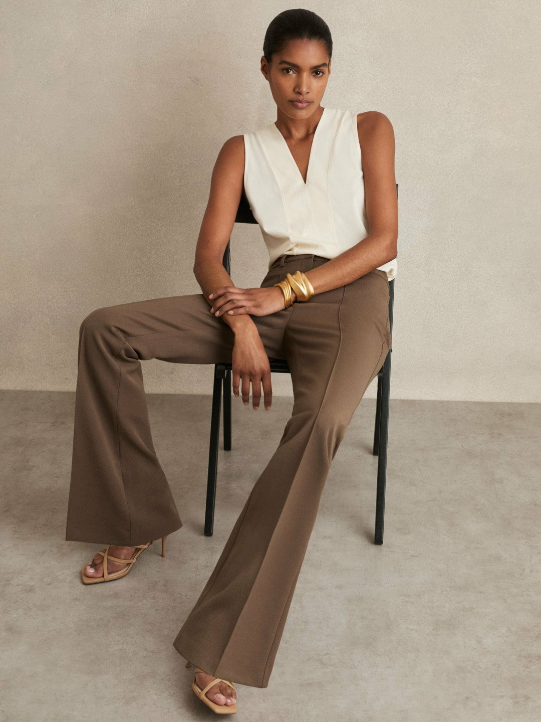Flared Suit Trousers Mink Neutral | Womens