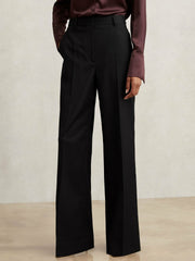 Petite Wool-Blend Wide-Leg Suit Trousers Black | Womens