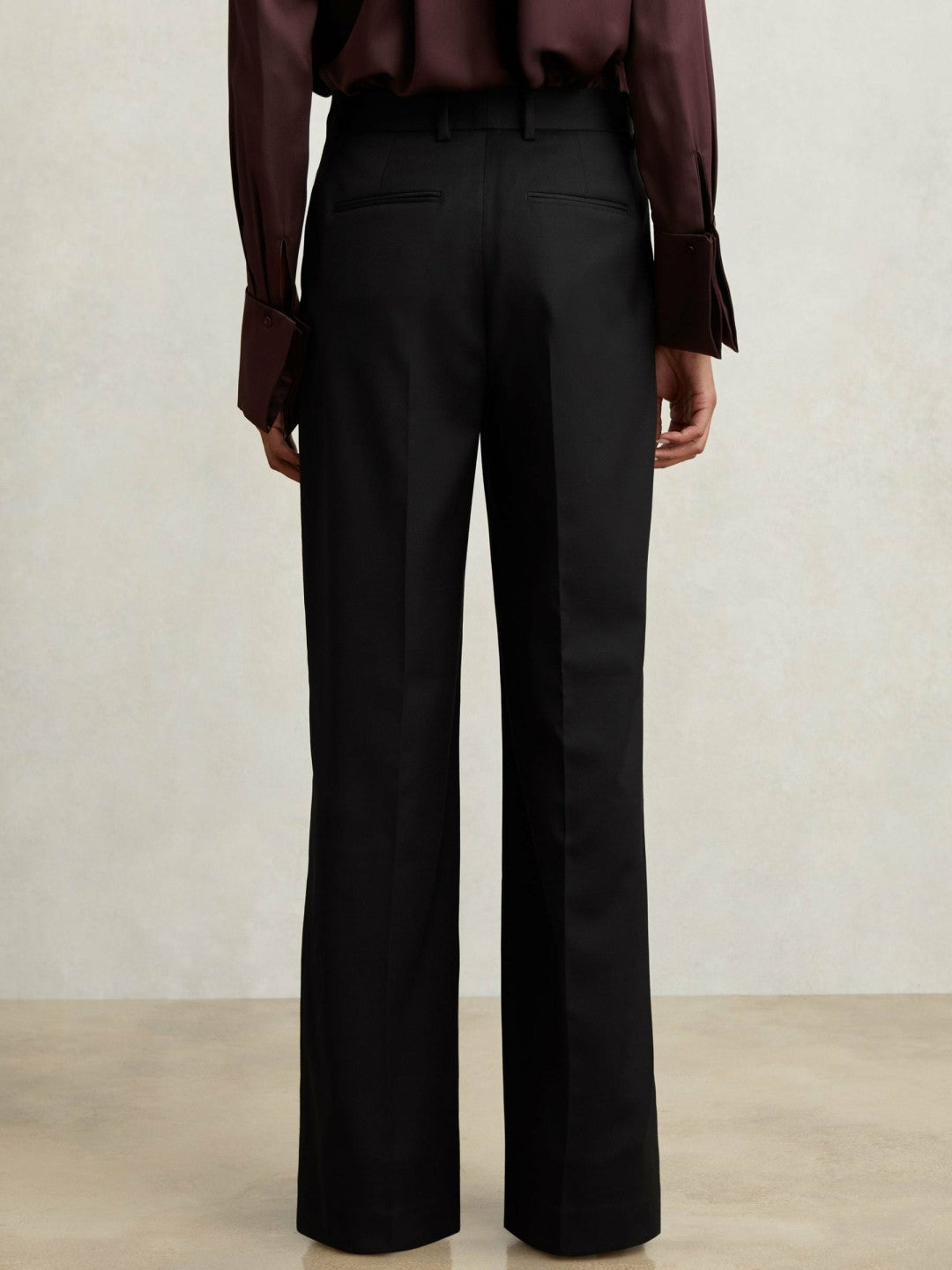 Petite Wool-Blend Wide-Leg Suit Trousers Black | Womens