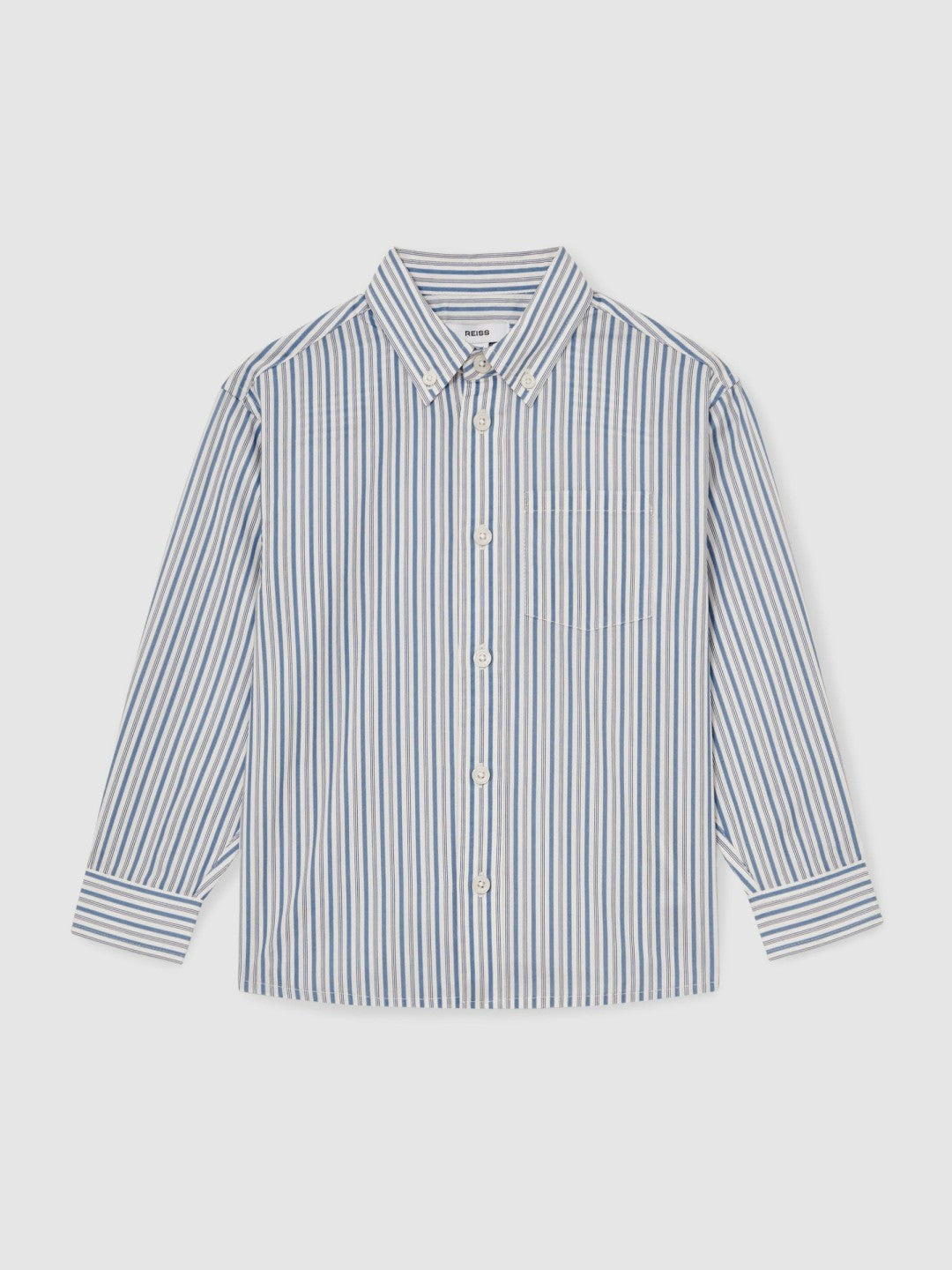 9-13 yrs Cotton-Poplin Striped Oversize Shirt Blue/White | Children