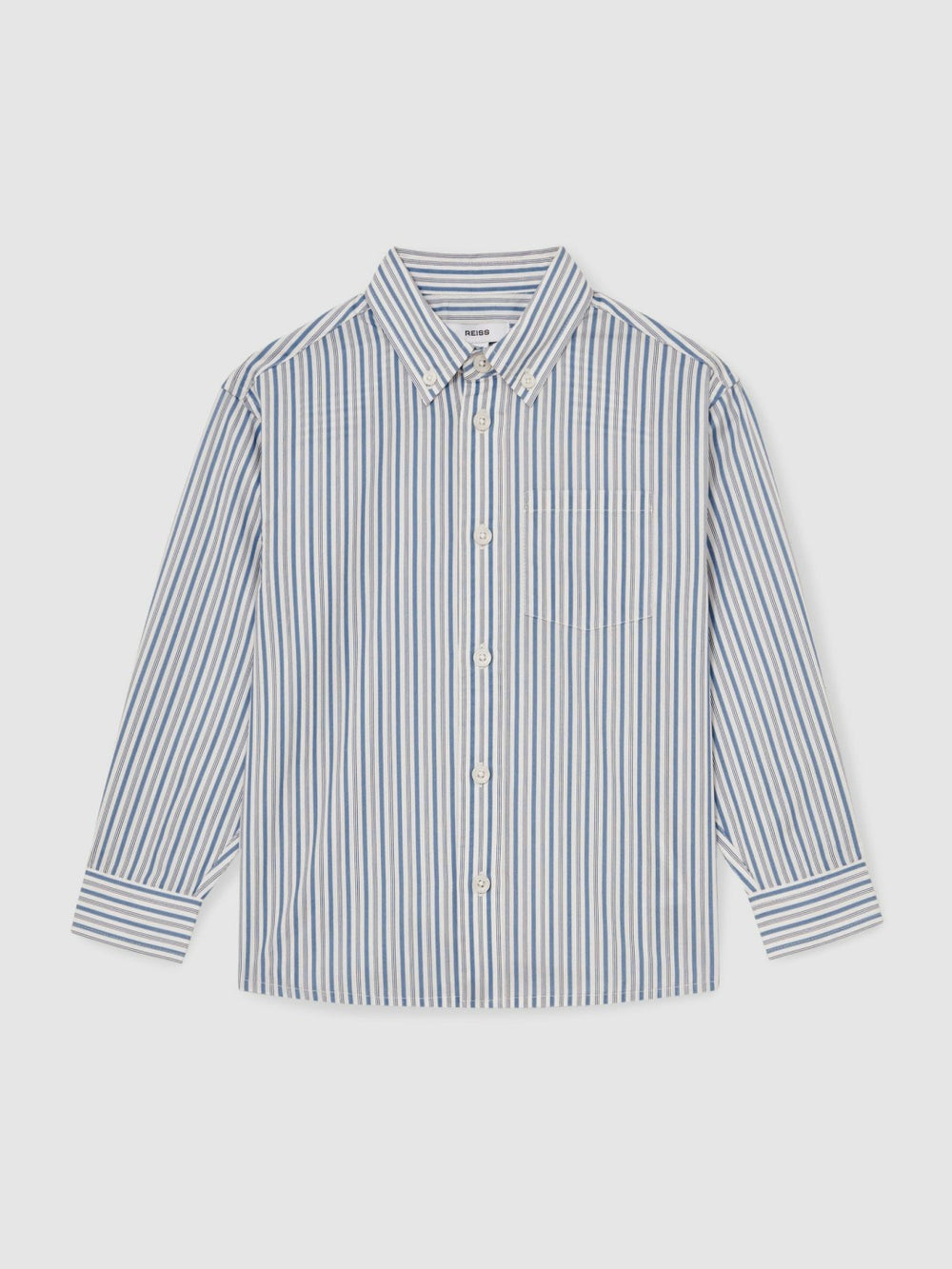 9-13 yrs Cotton-Poplin Striped Oversize Shirt Blue/White | Children