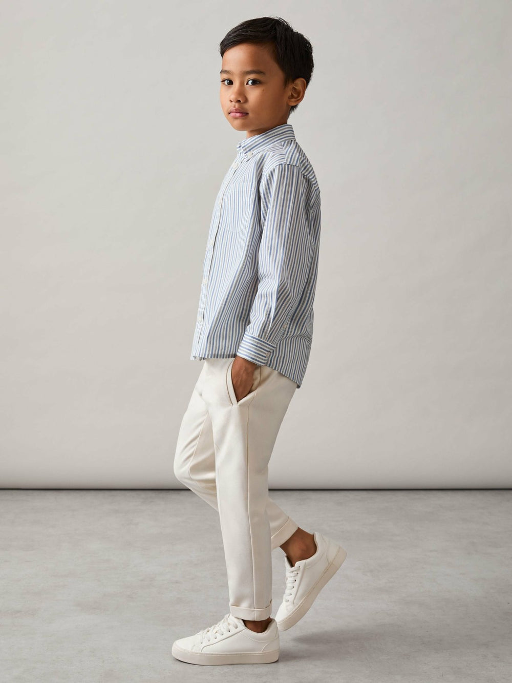 9-13 yrs Cotton-Poplin Striped Oversize Shirt Blue/White | Children