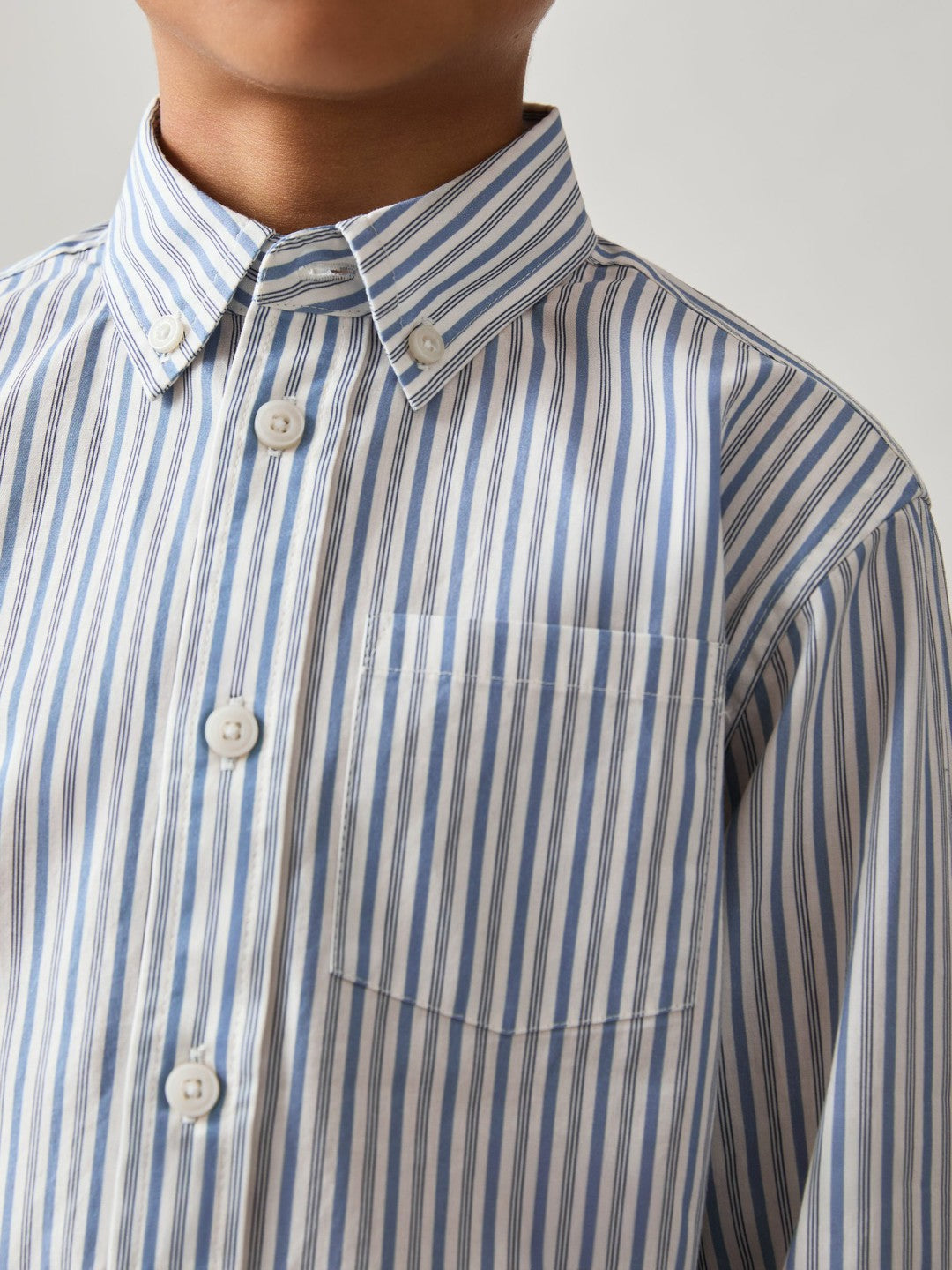 3-9 yrs Cotton-Poplin Striped Oversize Shirt Blue/White | Children